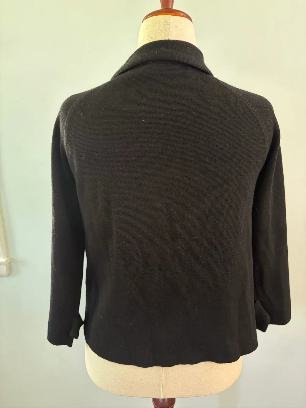 J. Crew Wool Black 3/4 Sleeve Button Front Sweater Jacket
